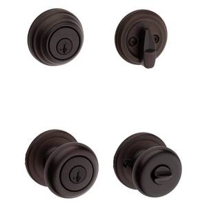 lot 16809 image: Kwikset Adjustable 991 Juno Keyed Door Knob Bronze - Retail $35