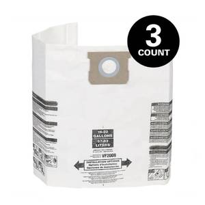 lot 16816 image: Dust Bag Filter for 12 gal. to 22 gal. Shop-Vac and Genie Wet Dry Vacs (3-Pack) - Retail $25