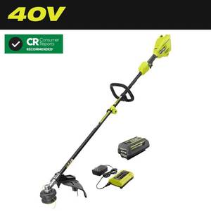 lot 16844 image: Ryobi RY40ST01K 40V 15 in. Expand-It Battery Attachment Capable String Trimmer 4.0 Battery Charger OB LOT 3789 - Retail $159