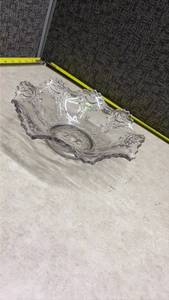 lot 1378 image: Manganese Glass Depression Era Decorative Bowl with Floral Pattern