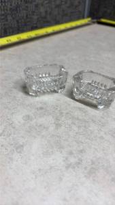 lot 1382 image: Crystal Manganese Glass Ashtrays Set of Two