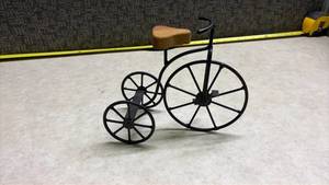 lot 1469 image: Decorative Metal Tricycle with Wood Seat