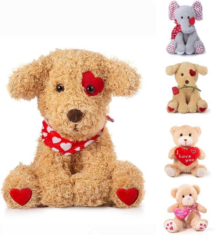 lot 44805 image: Oukiwi Valentines Stuffed Animal, 11 Inch Dog, Ideal for Gifts for Friend (Puppy - one Pack) - Retail $14
