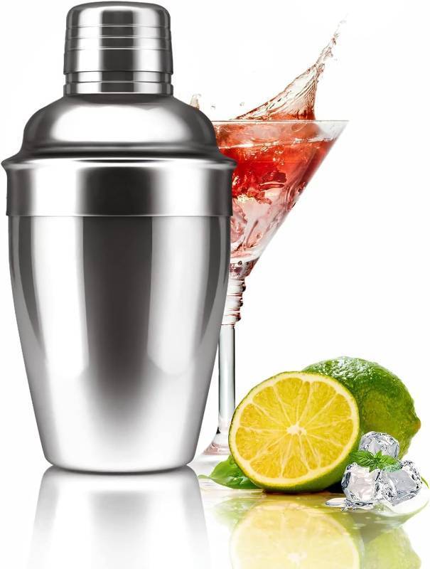 lot 44926 image: Zrorgons Stainless Steel Cocktail Shaker - Classic Martini Mixer with Built-in Strainer, Perfect for Home Bar or Bartender Gift - Compact and Portable 18oz (550ml) Size for Single Martinis