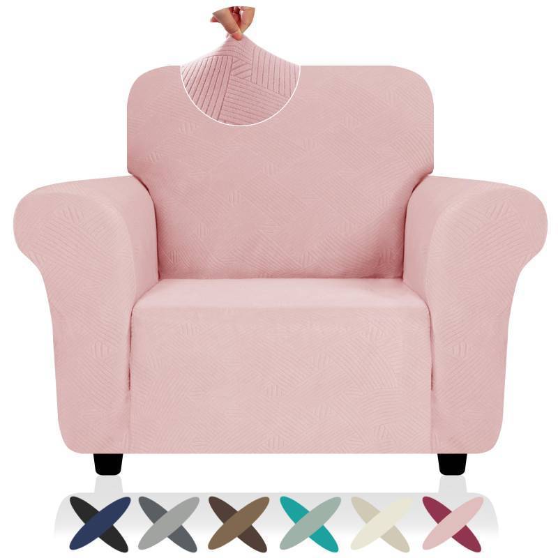 lot 50799 image: ZNSAYOTX Chair Cover with Arms (30-47), New Striped Sofa Chair Covers for Living Room, Dogs Pet Friendly Anti-Slip Chair Protector Spandex Armchair Slipcovers (Rose, Chair) - Retail $33