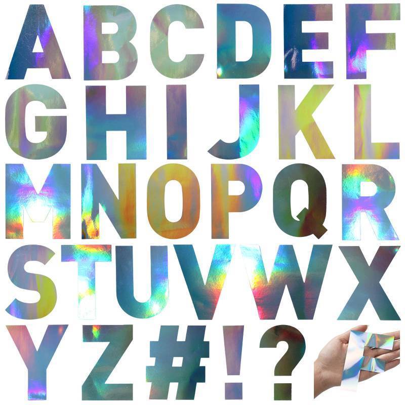 lot 58797 image: Panelee 145 Pieces 20 Sheets Large Letter Stickers 4 Inch Big Font Alphabet Letter Stickers Self Adhesive for Classroom Window Door Home Decor Mailbox Sign(Laser Color) - Retail $14