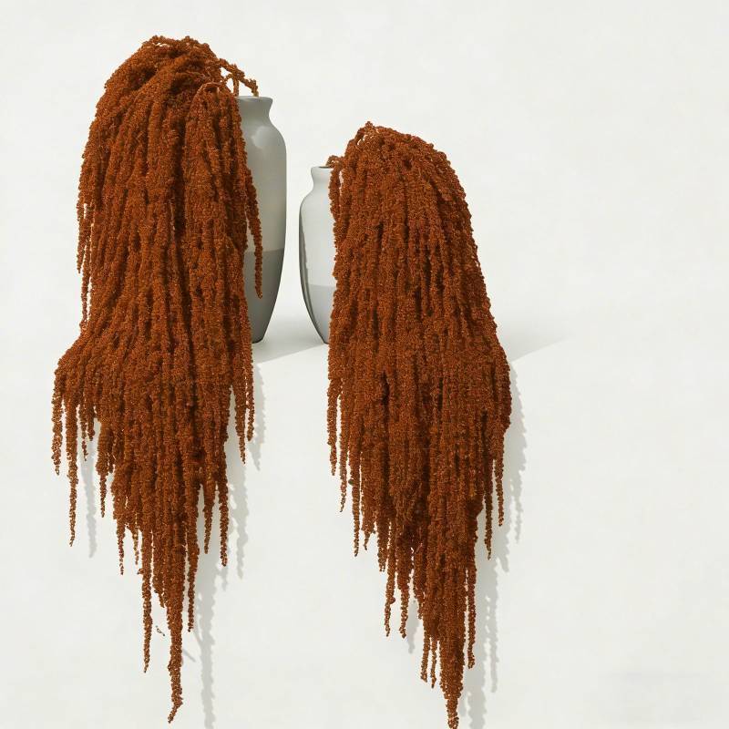 lot 33281 image: 5Pcs Dried Amaranthus Hanging Flowers, 53 Neon Green Preserved Natural Wisteria for Wedding Arch, Table Centerpiece, Wall Hanging Lover Tears, Floral Arrangement (Red) - Retail $17