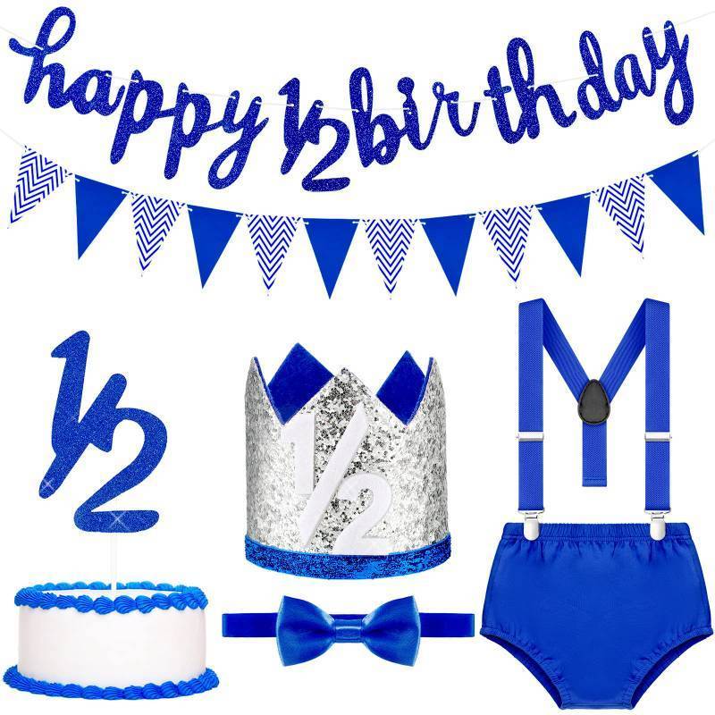 lot 33314 image: Spakon 6 Month Happy Birthday Banner Set 12 Happy Birthday Decorations Glitter 12 Half Year   - Retail $22