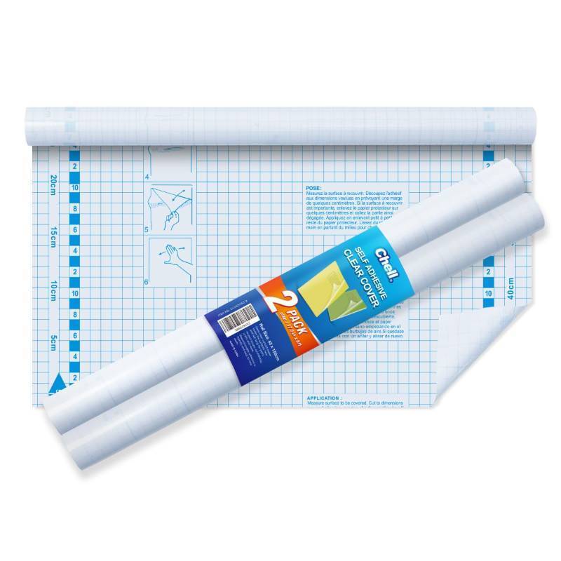 lot 58689 image: Chell 2 Pack Clear Contact Paper Roll for Books, 17.5in x 5ft Clear Self Adhesive Book Cover Paper Protector - Retail $8