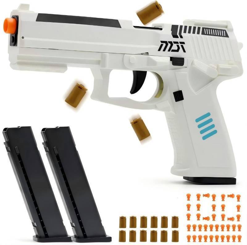 lot 22567 image: Toy Gun Pistol, Automatic Shell Ejection Toy Gun, Automatic Reloading Rebound Pistols for Shooting Game Educational Toys Gifts for Kids Boys Girls - Retail $20