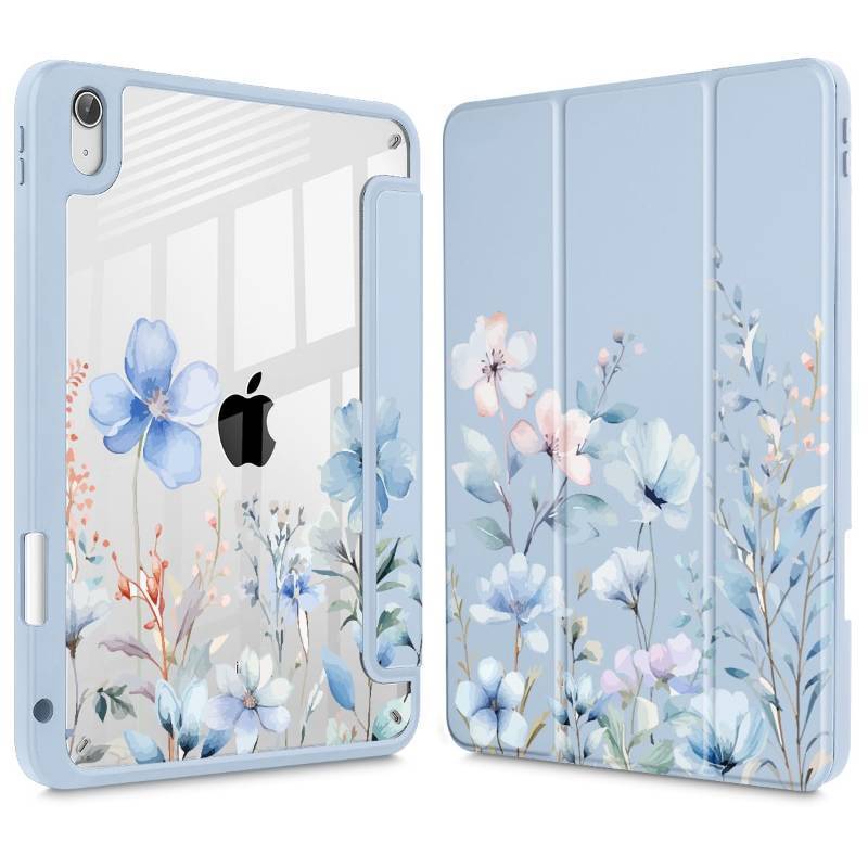 lot 41381 image: May Chen for iPad (A16) 11th Generation Case 11 Inch 2025, iPad 10th Gen Case 2022 10.9 inch, Built-in Pencil Holder with Shockproof Cover Clear Transparent Back Shell Auto WakeSleep, Wild Flowers - Retail $27