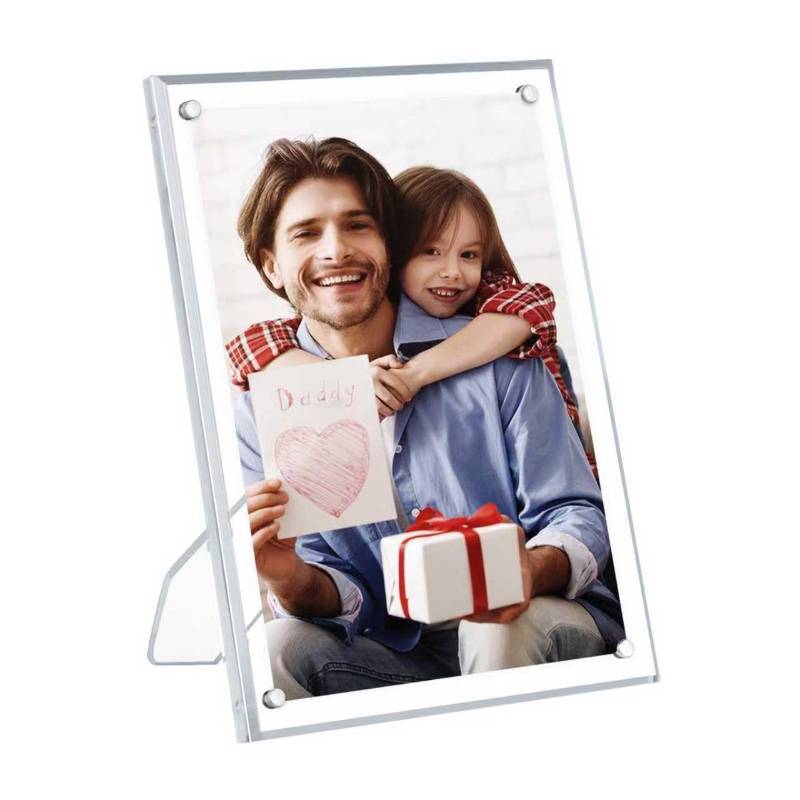 lot 41411 image: Egofine 5x7 Acrylic Frame 1 Pack, Clear Picture Frames with Stand, Magnetic Acrylic Photo Frames for Tabletop Display Horizontally or Vertically