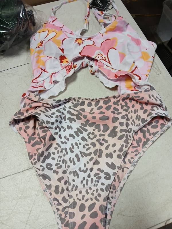 lot 41439 image: Zaful Floral and Animal Print Swimsuit XL- Retail $18