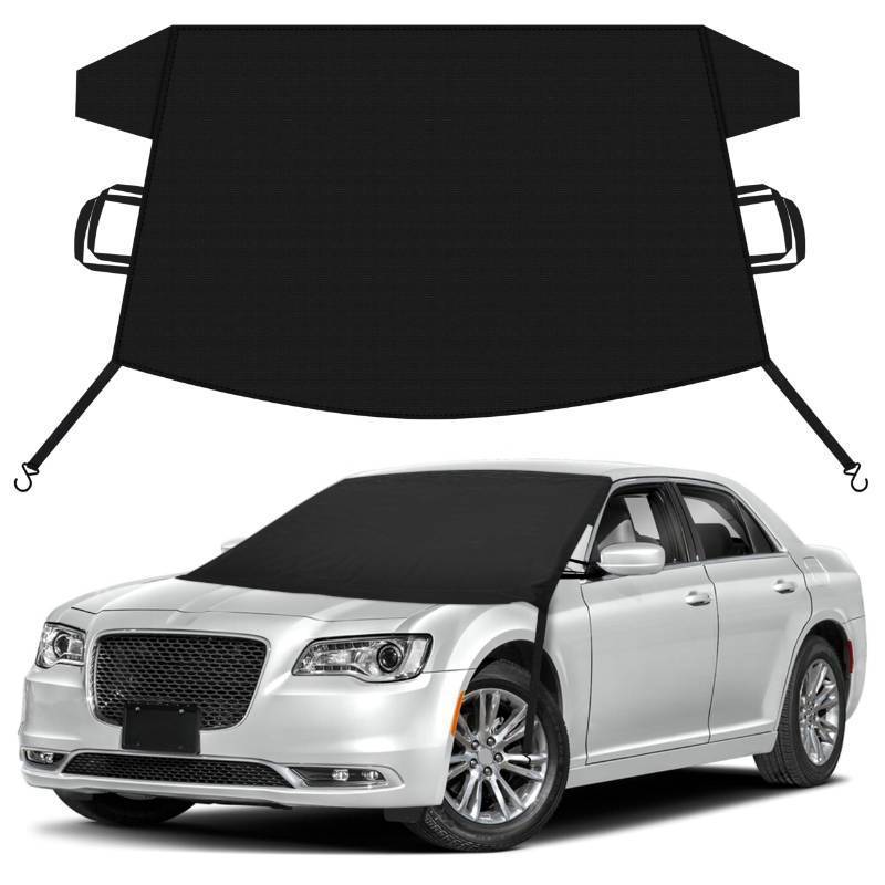 lot 58731 image: EcoNour Car Snow Cover Compatible for Chrysler 300  Windshield Cover for Ice and Snow with S-Hook Straps  Heavy-Duty 600D Oxford Winter Car Cover, Waterproof & Anti-Slip - Retail $29