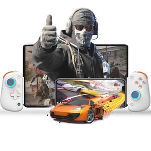 lot 16876 image: Koiiko Wireless Controller D8 Pro for 13in iPad, Tablet, iOSAndroidPCSwitchPS4, 7-color RGB, Mobile Cloud Game, Streaming on PSXboxPC Console, iPhone 161514, Hall Effects Joysticks - Retail $55
