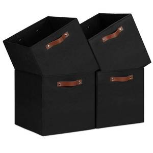 lot 16880 image: Temary Cube Storage Bins 4Pack Foldable Storage Baskets for Clothes Shelf Basket with Handles, Fabric Storage Boxes Organizer Bins for Home (Black, 13x15x13 Inch) - Retail $35