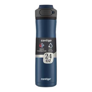 lot 31958 image: Contigo Cortland Chill 2.0 Blueberry Stainless Steel Water Bottle Vacuum-Insulated Spill-Proof Lid 24oz Ideal for Hot or Cold Drinks Interchangeable Lid Perfect for Kids & Adults - Retail $28