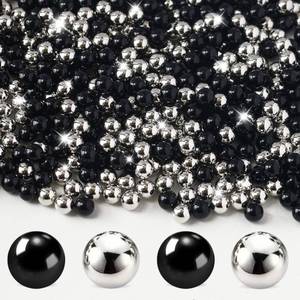 lot 31960 image: Black&Silver Vase Filler No Hole Pearl Beads, 8mm Art Faux Pearls for Crafting, Vase Filler for Centerpieces Wedding Party Decoration, Home Table Decor, DIY Crafts - Retail $13
