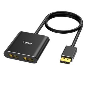 lot 31964 image: Loryi Displayport to Dual DisplayPort Splitter Adapter,4K60Hz MST Displayport hub 1 in 2 Out Display Port for Dual Monitors,DP1.4 Display Port Splitter for Desktop, Laptop,Extend Display - Retail $46