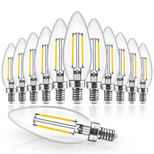lot 50935 image: Hizashi E12 Candelabra Bulb 40 watt Equivalent, Dimmable Candelabra LED Light Bulbs Soft White 3000K, 90CRI 4W 450LM B10 LED Candle Bulb, Candelabra Base, UL Listed, 12 Pack - Retail $21