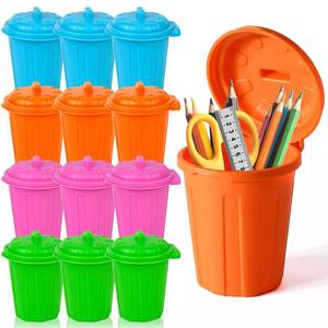 lot 50941 image: HSLCGF 12 PCS Coloured Mini Trash Can Mini Garbage Cans Pen Holder Desk Organizer Small Desktop Miniature Garbage for Birthday Party Favors Home School Classroom Decor (12, Muticolored) - Retail $17