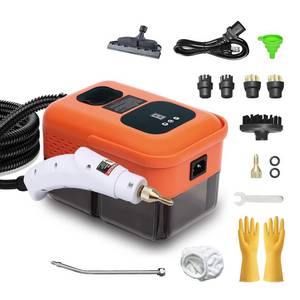 lot 50943 image: Heavy Duty Handheld Steam Cleaner, 15s Heat-Up, 9-Level Adjustable 2500W Pressurized Steamer for Cleaning with 14 Accessories, Multipurpose Portable Steam Cleaner for Home, Car, Grease, Grout Orange - Retail $37