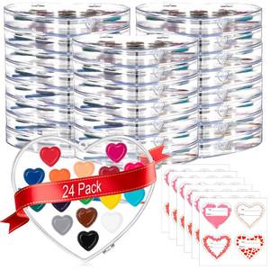 lot 50944 image: ARTLYMERS 24Pack Watercolor Paint Set, 16Colors Heart Water Color Paint Sets for Kids with Paintbrush Washable, Valentines Gifts Art Supplies for Preschool Classroom Party Favor Prizes Exchange - Retail $17