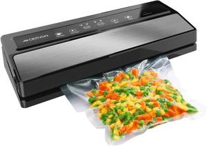 lot 50947 image: GERYON Vacuum Sealer, Vacuum Sealer Machine for Food Storage with Sealer Bags & Roll, Automatic Food Sealer for Sous Vide, Compact Design, LED Lights, Easy to Clean, Dry & Moist Modes (Silver) - Retail $42