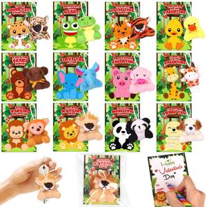 lot 50957 image: 24 Pack Valentines Day Cards for Kids Classroom with Valentines Animals Plush Toys Valentines Day Gifts for Kids School Valentines for Class Exchange Cards Valentines Party Favors Prizes Girls Boys