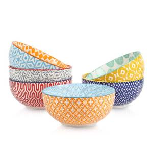 Selamica Ceramic Cereal Bowls Set of 6, 24 Oz Deep Soup Bowls for Kitchen, 5.9 Inch Dessert Bowls for Salad, Pasta, Oatmeal, Ramen, Microwave Dishwasher Safe, Set of 6, Assorted Colors - Retail: $39