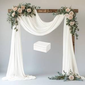 lot 50980 image: Xiomot Wedding Arch Draping Fabric 4 Panels 28.7 x 20FT Ivory Sheer Chiffon Backdrop Drapes for Wedding Ceremony Birthday Party Bridal Shower Outdoor Decoration - Retail $29