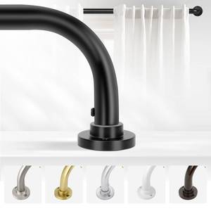 lot 50991 image: TANGWIN Black Wrap Around Curtain Rods 28 to 48 InchBlackout Heavy duty Adjustable Window Curtain Rod for Bedroom,Industrial Darkening Curved French Metal Single Drapery Rods Easy Install,Matte Black - Retail $24