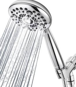 lot 50994 image: DAKINGS 6 Spray Modes High Pressure Handheld Showerhead Set Upgraded 5 Inches Shower Head with Handheld Spray Premium Chrome Handheld Shower Head 60 Inches Stainless Steel Hose-1-Min Install - Retail $19