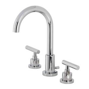 lot 50999 image: Kingston Brass FSC8921CML Manhattan Widespread Bathroom Faucet with Pop-Up Drain, Polished Chrome - Retail $211