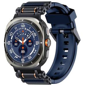 lot 58133 image: TAURI Designed for Samsung Galaxy Watch Ultra Bands 47mm (20252024) Durable Liquid Silicone Strap  Stainless Steel Metal Connector Military Rugged Band for Galaxy Watch Ultra Men Women, Yellow Black - Retail $26
