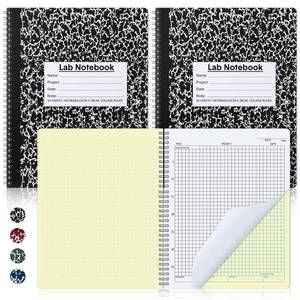lot 58141 image: Affrolling 2 Pack Carbonless Lab Notebook Carbon Copy 8.5 x 11 50 Sets of Pages 100 Pages Total Laboratory Engineering Chemistry Computation Notebook Science Grid Coil Binding(Black and White) - Retail $20