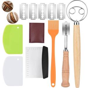 lot 58158 image: Jierjiaas Danish Dough with Sourdough Scoring Tool-Bread Whisk Set of 6 Pieces-Dough Hook,Dutch Whisk,Bread Lame,Bench Scraper & Pastry Brush Bread Making Tools and Baking Supplies - Retail $12