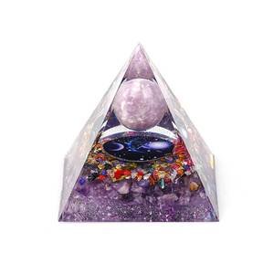 lot 58160 image: SEVNPRIME Handmade Constellation Crystal Pyramid Unique Positive Energy Orgonite Pyramid Decoration Libra Amethyst Crystal Pyramid Ornaments for OfficeLiving RoomBedroomYoga(Libra) - Retail $18