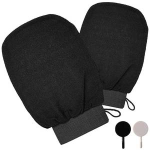 lot 58161 image: Zihezian Exfoliating Gloves 2 Pcs, Exfoliating Body Scrubber for Bath Shower Exfoliation, Body Scrub Exfoliator Loofah Sponge for Dead Skin Remover, Korean Exfoliating Mitt (Black & Black)