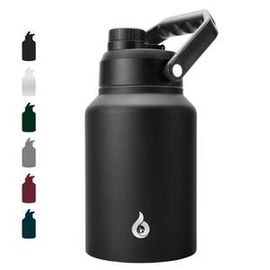 BJPKPK 64 oz Insulated Water Bottle, Dishwasher Safe Half Gallon Water Bottle with Ergonomic Handle, BPA Free Leak Proof Water Jug for Sports, Metal Jug with Anti-slip Bottom, Black - Retail: $20