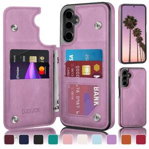 lot 61638 image: DJDUCK Designed for Samsung Galaxy S24 FE Case Wallet with Card Holder, Magnetic Clasp Cover RFID Blocking Leather Protection Shockproof Women Men Cases for Samsung S24 FE Light Purple - Retail $20