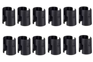 lot 61643 image: 12 Pairs Wire Shelving Shelf Lock Clips for 34 Inch Post - Shelving Sleeves Replacements for Wire Shelving System (34 Inch Dia) - Retail $8