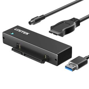 lot 61644 image: Unitek USB 3.0 to SATA III Hard Drive Adapter External Kit Cable for 2.5 3.5 Inch HDDSSD Hard Drive Disk, Optical Drive, with 12V2A Power Adapter, Support UASP - Retail $19