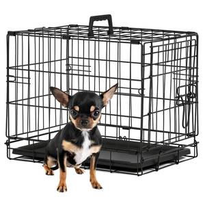 lot 61648 image: BestPet  Dog Crate  18  Black  Foldable Metal Kennel with Single Doors, Secure Slide-Bolt Latches, Leakproof Tray  Portable Dog Cage for Small Breeds  for Travel, Indoor & Outdoor Use - Retail $23