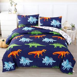 lot 62556 image: RYNGHIPY Cartoon Dinosaur Comforter Set, Dark Blue Dinosaur Kids Bedding Set for Boys, Dinosaurs Print Comforter Sets for KidsToddlersTeens (Dinosaur,Full) - Retail $39