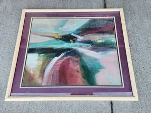 lot 103 image: Eva Macie Framed Abstract Art Print with Purple Matting