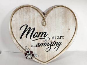 lot 115 image: Mom You Are Amazing Heart-Shaped Wooden Wall Sign