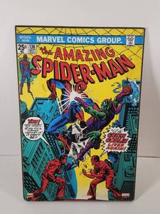 lot 125 image: The Amazing Spider-Man #136 Marvel Comics September 1974 Wooden Wall Art