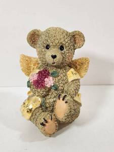 lot 153 image: Ks Collection Angelic Bears Decorative Bear Figurine with Gold Wings and Flowers