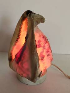 lot 177 image: Seashell Table Lamp with Red Orange Illumination